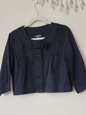 DIMRI Navy Cropped Bow-Front Jacket